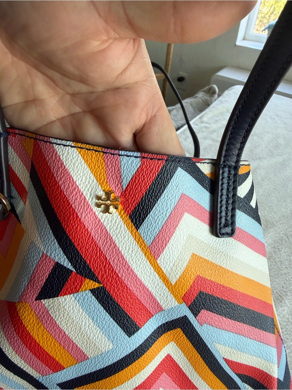 Tory Burch Coated Canvas T Print Tote - Picture 9 of 10